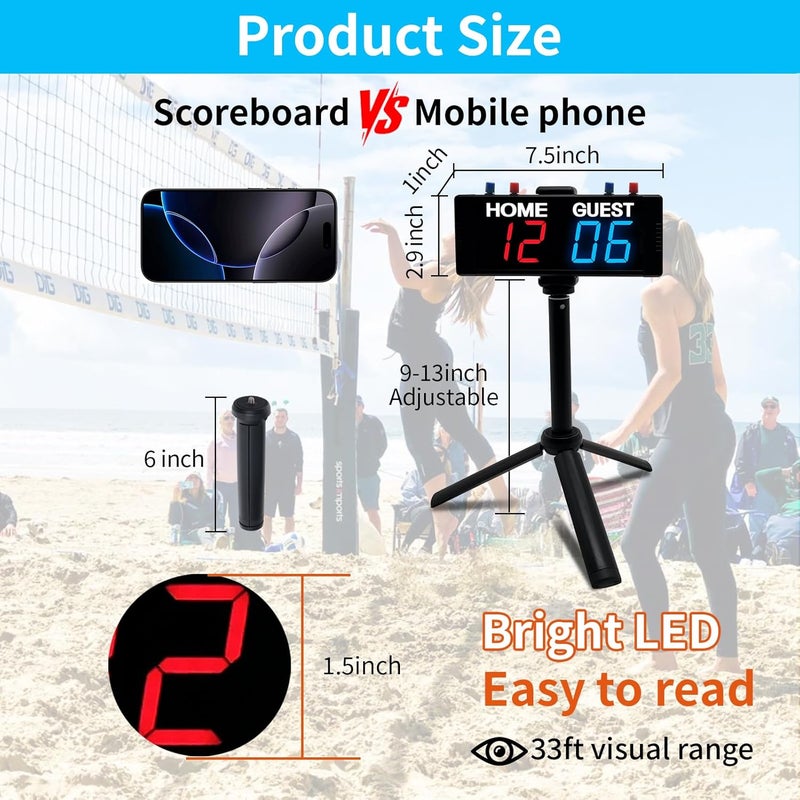YZ Battery Powered Scoreboard Clock Timer with Buttons, Portable Digital Scoreboard with Remote, Electronic Scoreboard with Stand, Cornhole Score Keeper for Outdoor Yard Games/Shuffleboard/Pickleball - Image 2